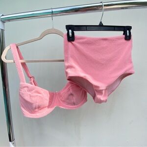 Victoria’s Secret Pink Terry Cloth High Waist Bikini Set Size 36DD Large